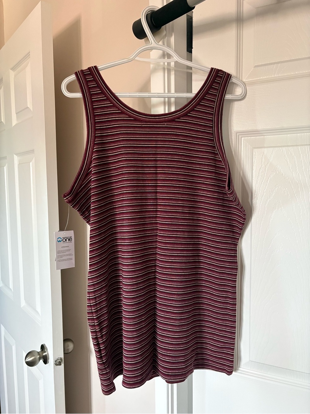 Burgundy Striped Ribbed Tank - Picture 3 of 3